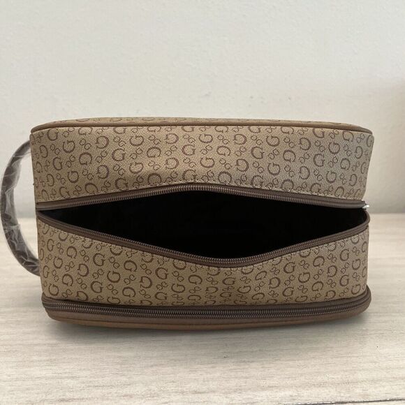 GUESS V7200082 MOCHA BROWN TOILETRY JUNCTION TRAVEL CASE DOPP BAG LOGO - Picture 7 of 10